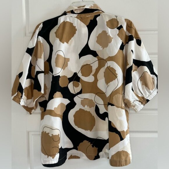 Emily McCarthy Poppy Top Abstract Cheetah Cotton Neutral Contemporary Size Large - Picture 6 of 16